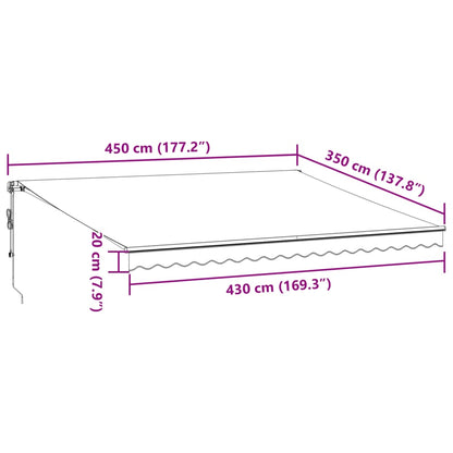 Automatisk Uttrekkbart Markise Antrasitt Og Hvit 450X350 Cm
