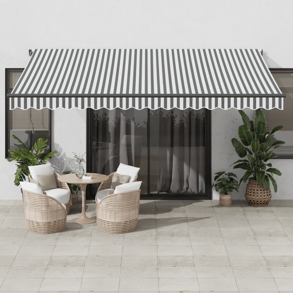Automatisk Uttrekkbar Markise Led Antrasitt Og Hvit 450X350 Cm