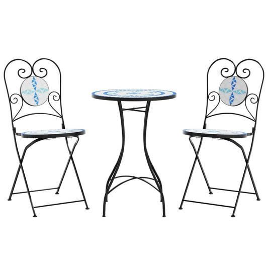 Bistrobord Med Mosaikk Blå Og Hvit Jern Og Keramikk
