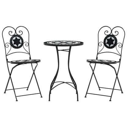 Bistrobord Med Mosaikk Svart Og Hvit Jern Og Keramikk