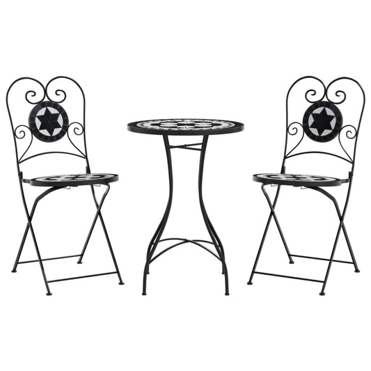 Bistrobord Med Mosaikk Svart Og Hvit Jern Og Keramikk
