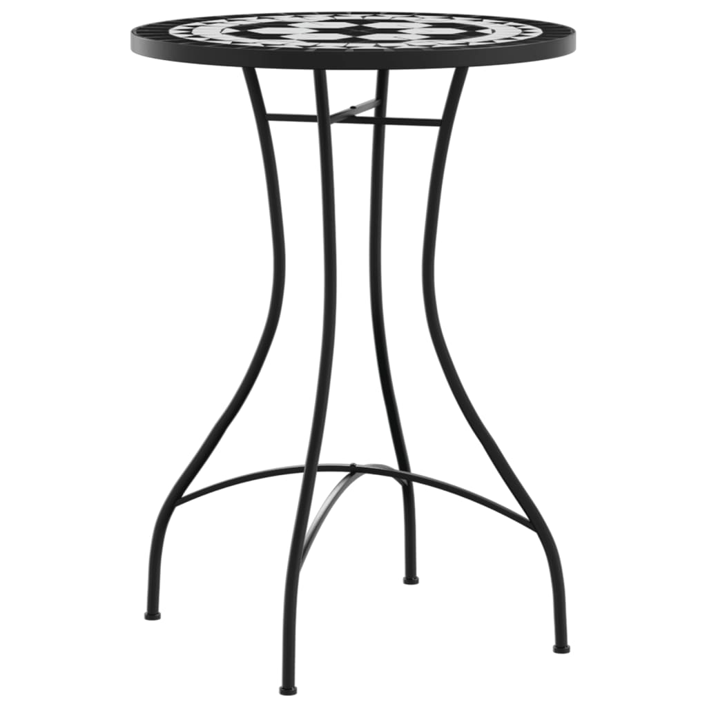 Bistrobord Med Mosaikk Svart Og Hvit Jern Og Keramikk