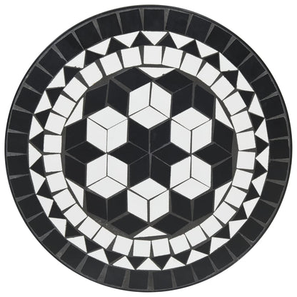 Bistrobord Med Mosaikk Svart Og Hvit Jern Og Keramikk
