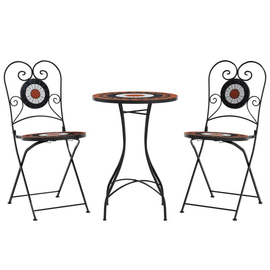 Bistrobord Med Mosaikk Terrakotta Og Hvit Jern Og Keramikk