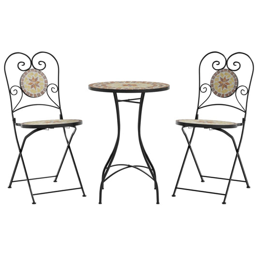 Bistrobord Med Mosaikk Terrakotta Og Hvit Jern Og Keramikk