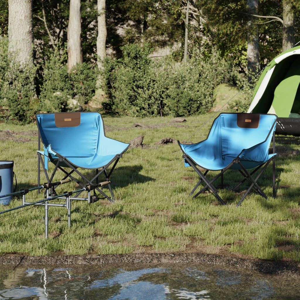 Campingstoler Med Lomme 2 Stk Sammenleggbar Lyseblå
