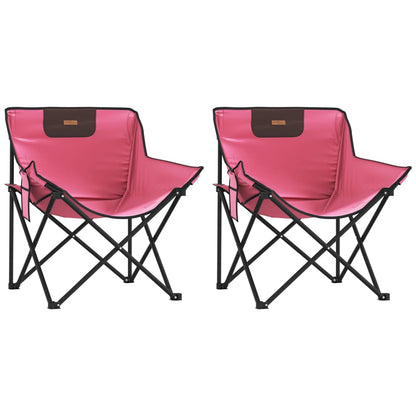 Campingstoler Med Lomme 2 Stk Sammenleggbar Rosa