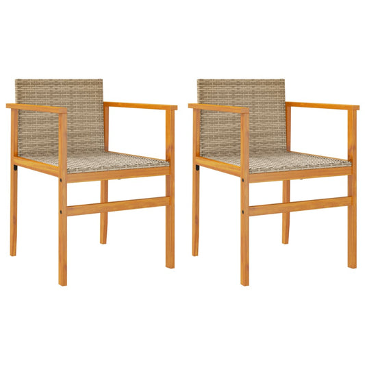 Hagestoler Med Puter 2 Stk Beige Polyrotting Og Heltre