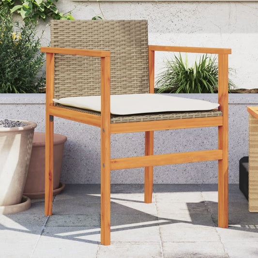 Hagestoler Med Puter 2 Stk Beige Polyrotting Og Heltre