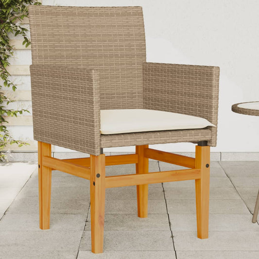 Hagestoler Med Puter 2 Stk Beige Polyrotting Og Heltre