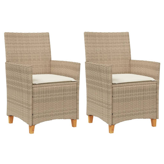 Hagestoler Med Puter 2 Stk Beige Polyrotting Og Heltre