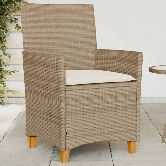 Hagestoler Med Puter 2 Stk Beige Polyrotting Og Heltre