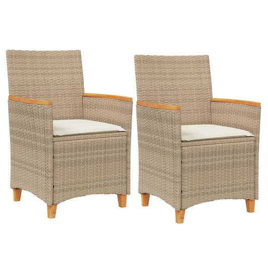 Hagestoler Med Puter 2 Stk Beige Polyrotting Og Heltre