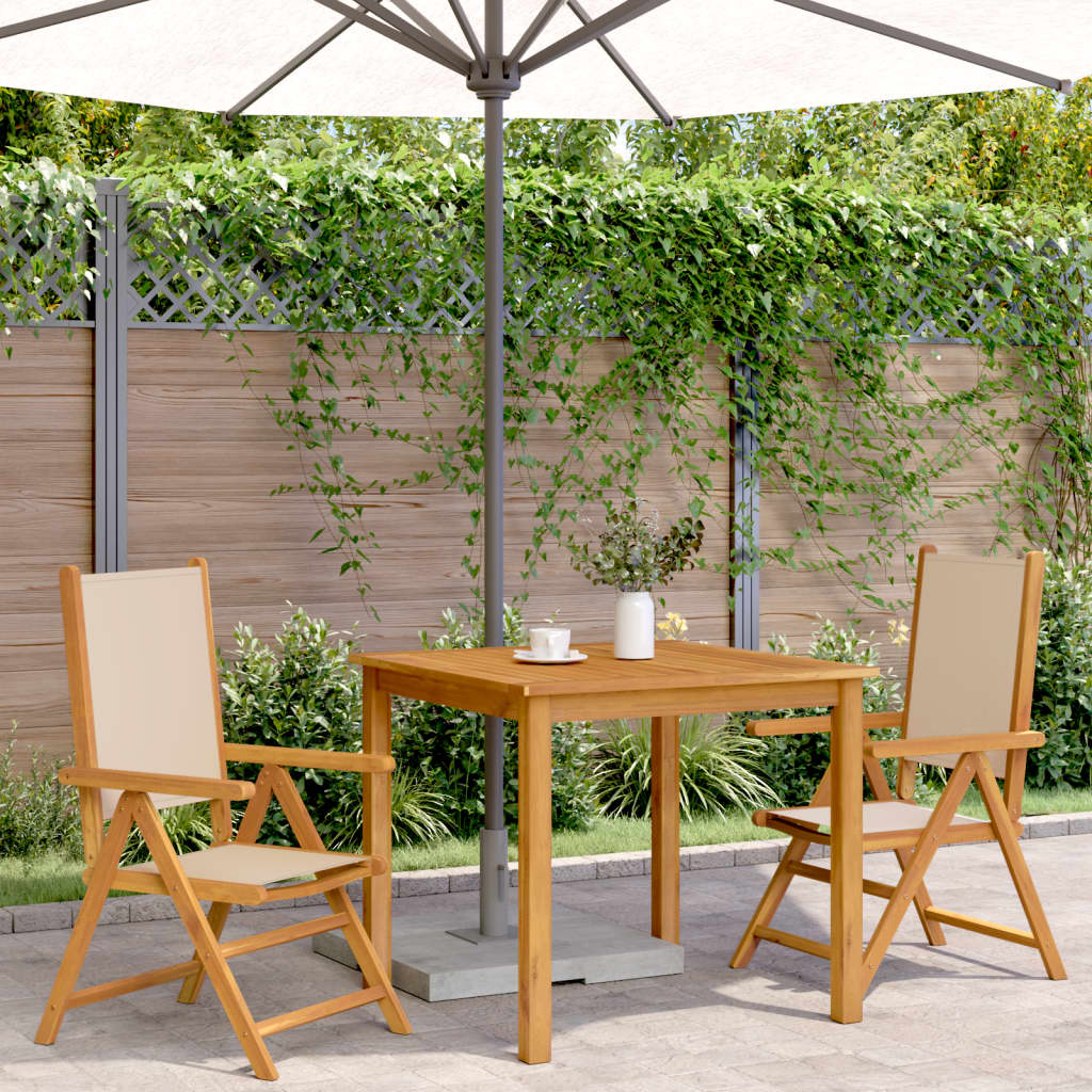 Hagestoler 2 Stk Beige Heltre Akasie Og Stoff