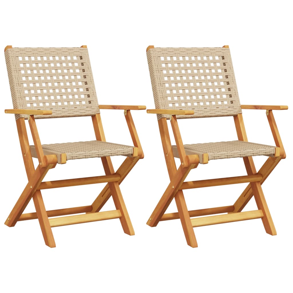 Hagestoler 2 Stk Beige Heltre Akasie Og Polyrotting