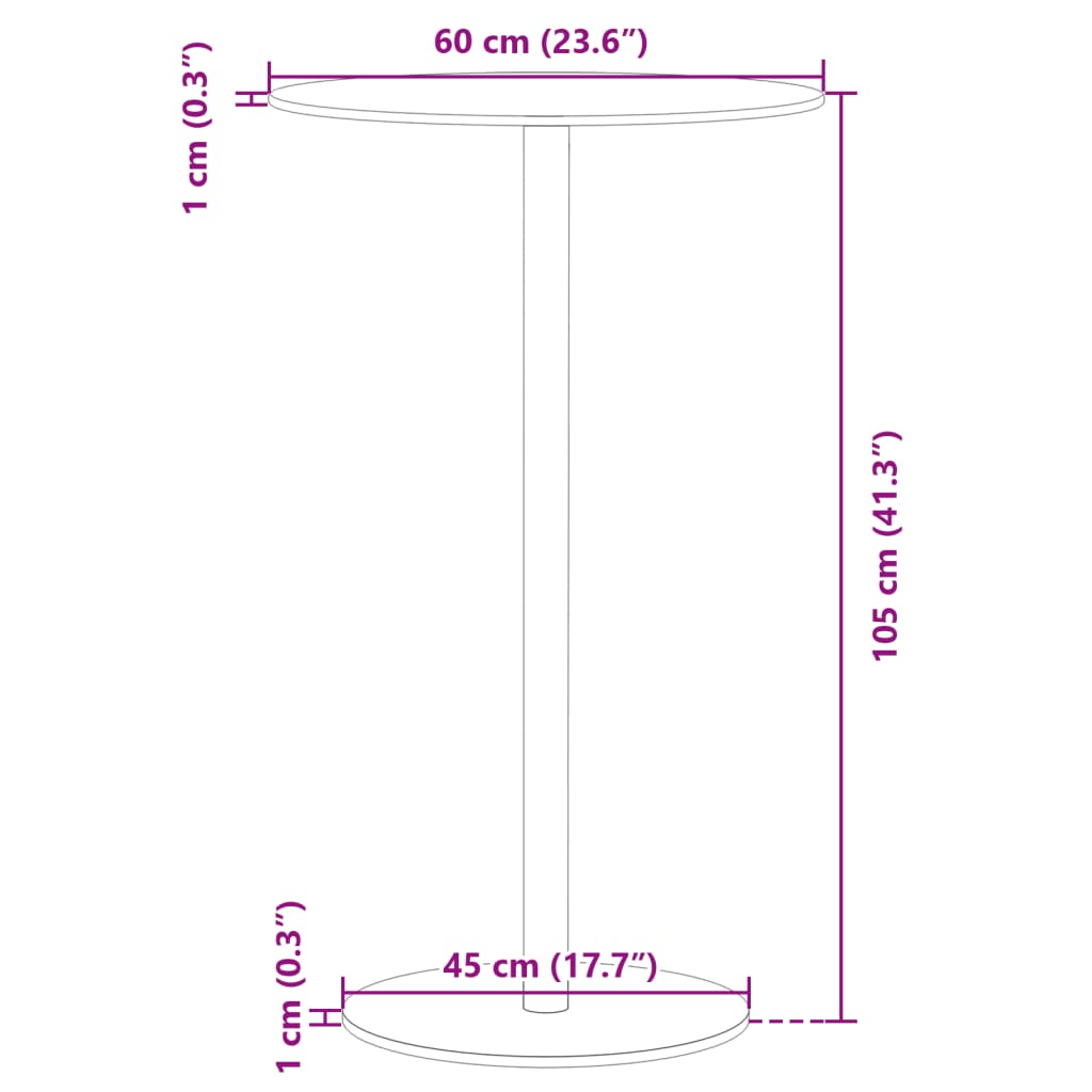 Hagebord Rundt Svart Ø60X105 Cm Stål
