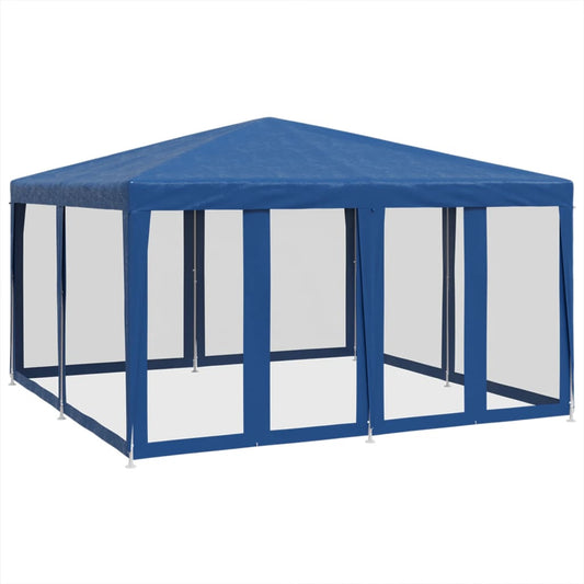 Festtelt Med 8 Sidevegger Av Netting Blå 4X4 M Hdpe