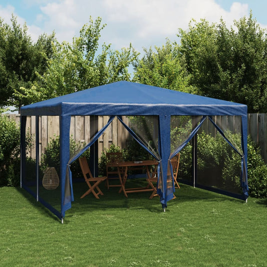 Festtelt Med 8 Sidevegger Av Netting Blå 4X4 M Hdpe