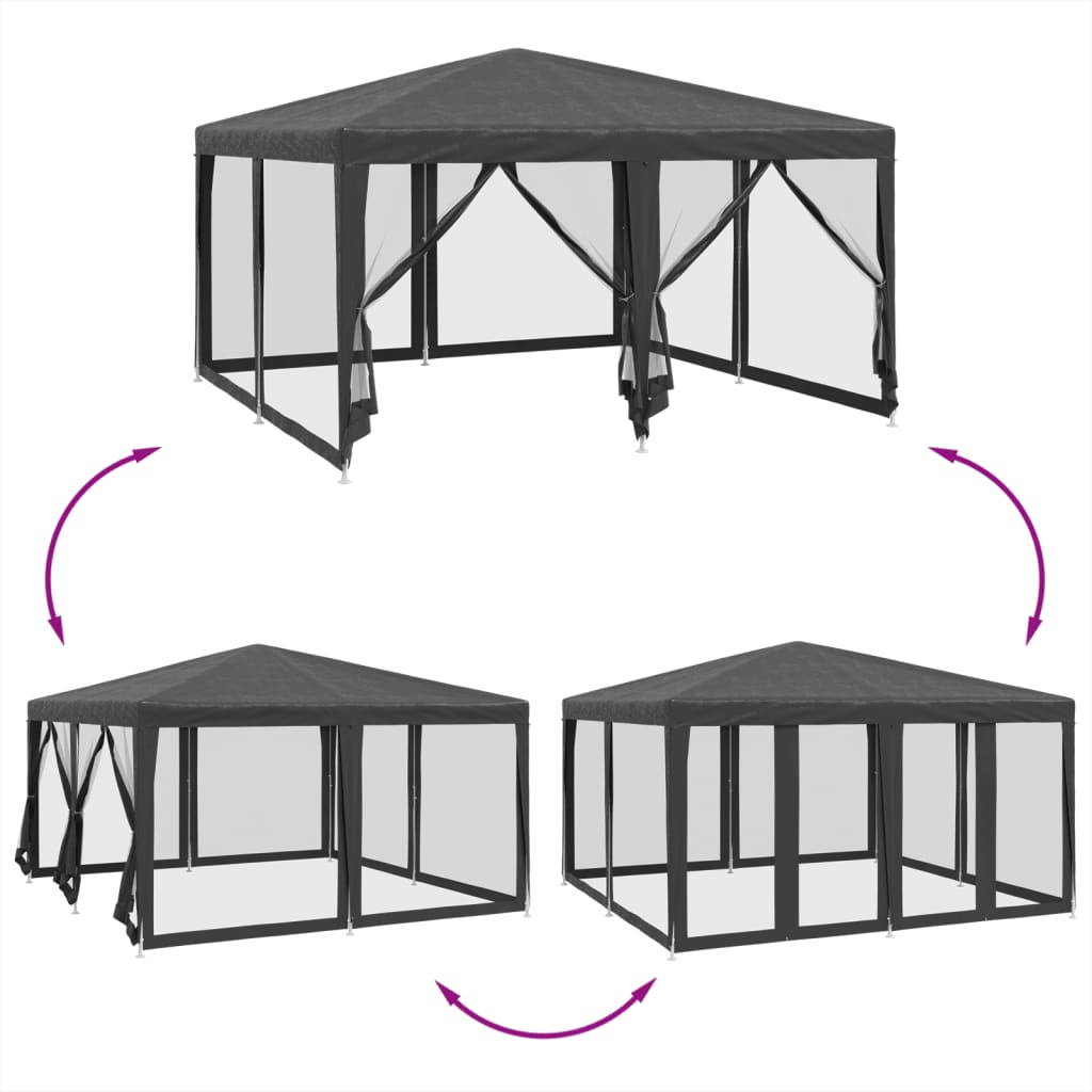 Festtelt Med 8 Sidevegger Av Netting Antrasitt 4X4 M Hdpe