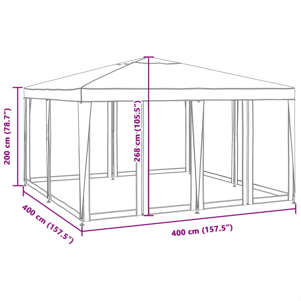 Festtelt Med 8 Sidevegger Av Netting Antrasitt 4X4 M Hdpe