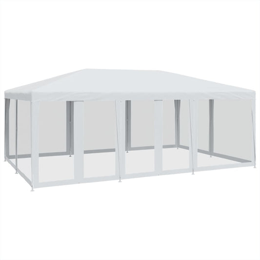 Festtelt Med 10 Sidevegger Av Netting Hvit 6X4 M Hdpe