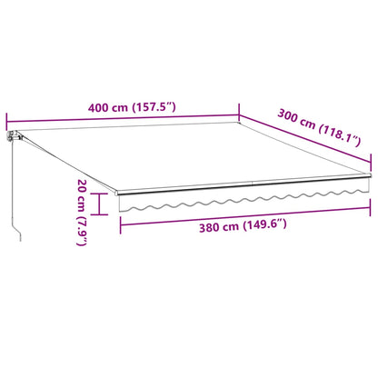 Manuell Uttrekkbar Markise Med Led Burgunder 400X300 Cm