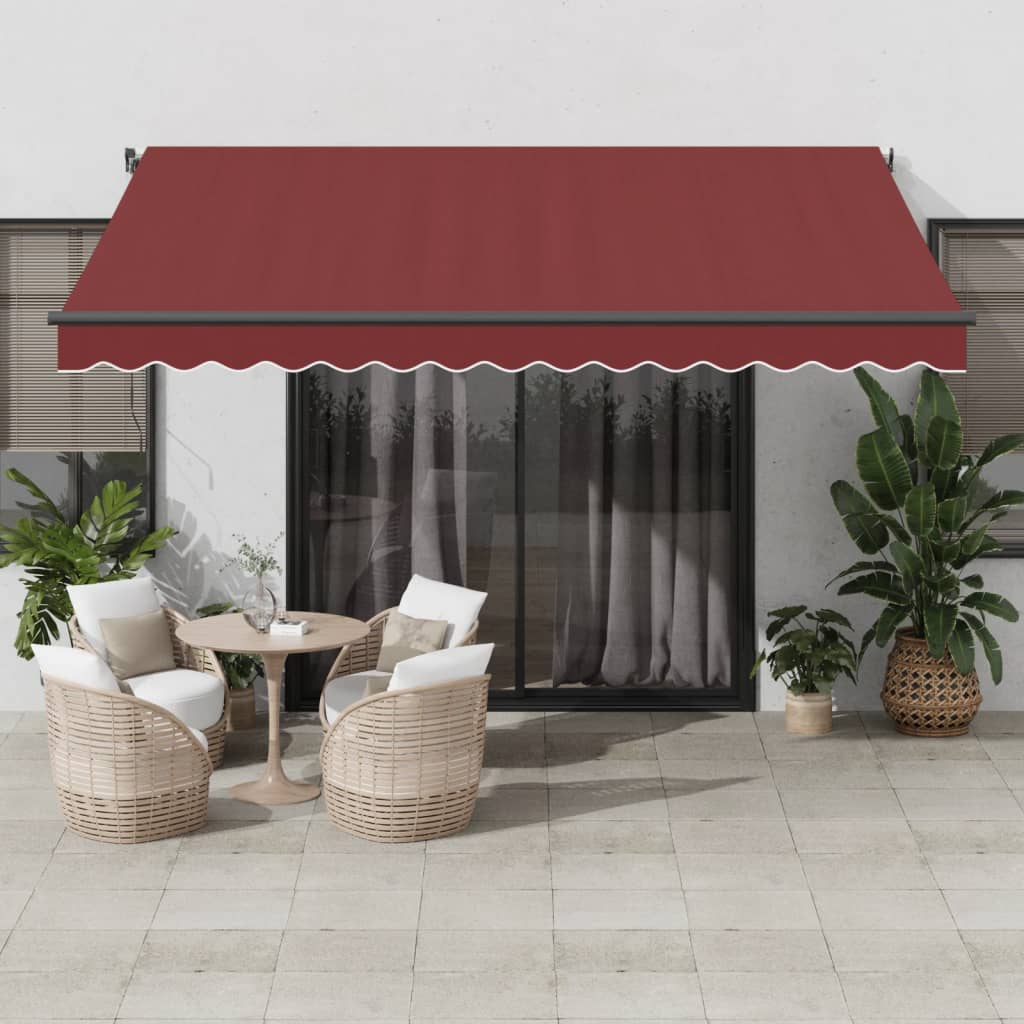 Manuell Uttrekkbar Markise Med Led Burgunder 400X300 Cm