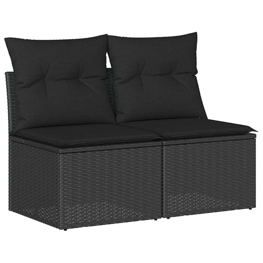 Hagesofaer Med Puter 2 Deler Svart Polyrotting Akasie