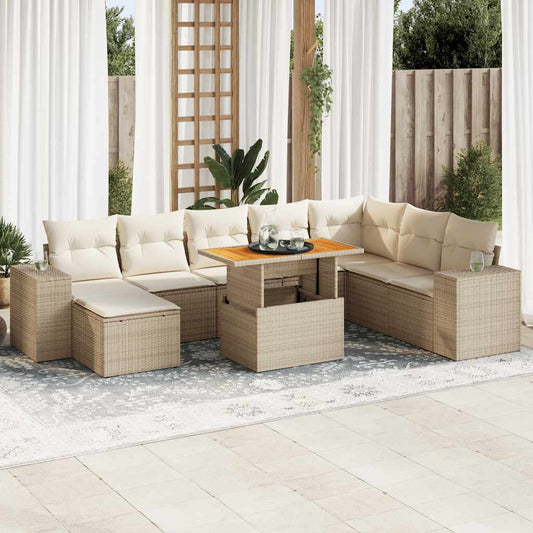 Hagesofaer Med Puter 9 Deler Beige Polyrotting Akasie