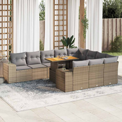 Hagesofaer Med Puter 10 Deler Beige Polyrotting Akasie