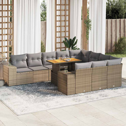 Hagesofaer Med Puter 10 Deler Beige Polyrotting Akasie
