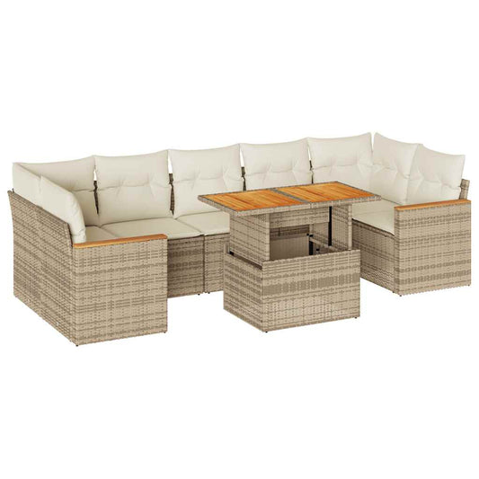 Hagesofaer Med Puter 8 Deler Beige Polyrotting Akasie