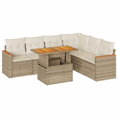 Hagesofaer Med Puter 7 Deler Beige Polyrotting Akasie