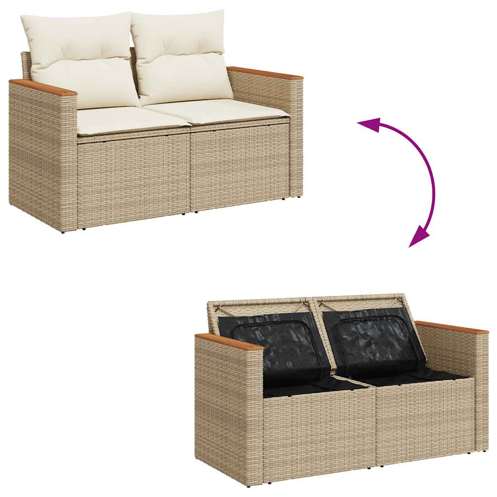 Hagesofaer Med Puter 7 Deler Beige Polyrotting Akasie