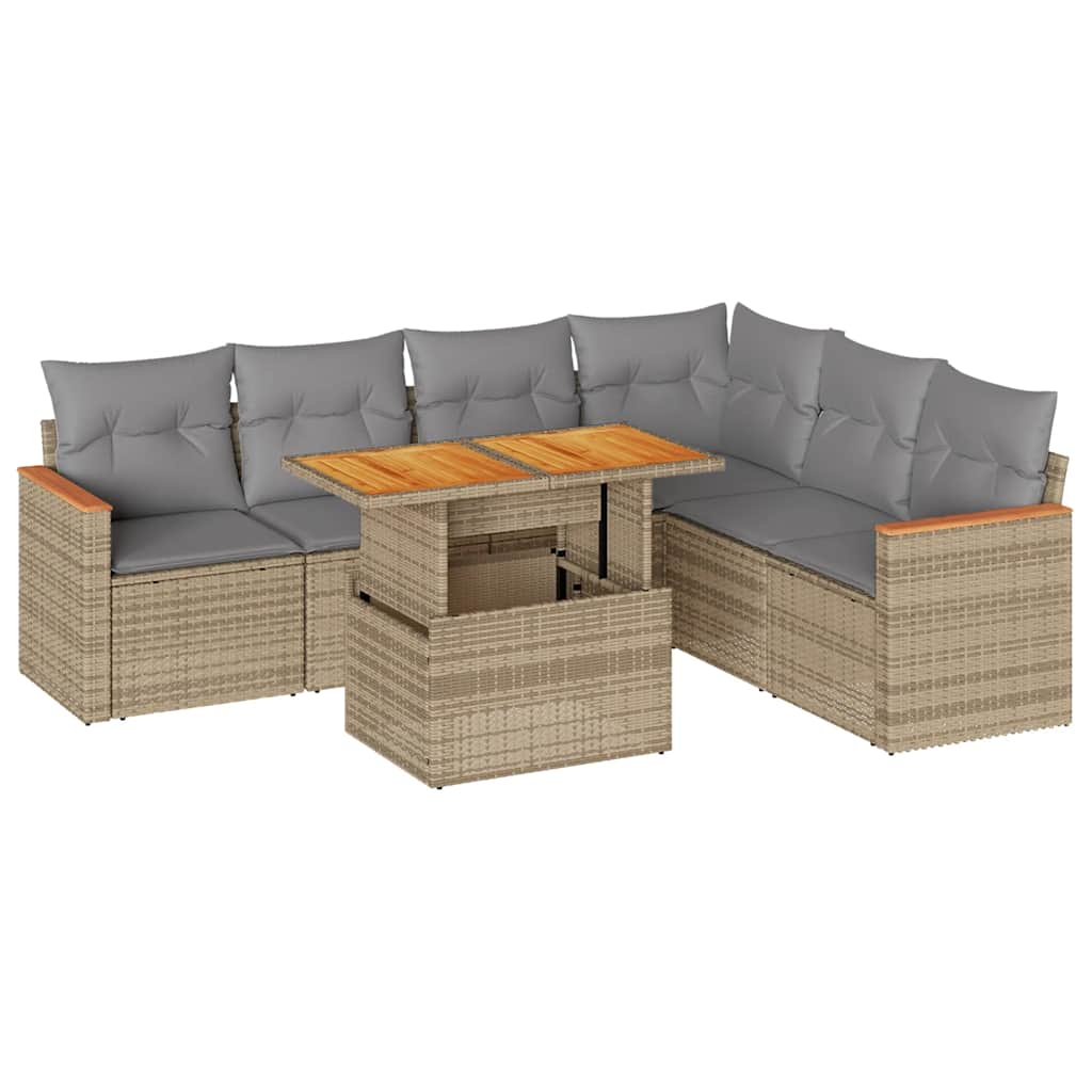 Hagesofaer Med Puter 7 Deler Beige Polyrotting Akasie
