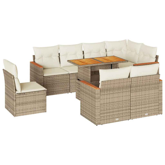 Hagesofaer Med Puter 9 Deler Beige Polyrotting Akasie