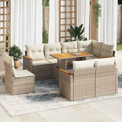 Hagesofaer Med Puter 9 Deler Beige Polyrotting Akasie