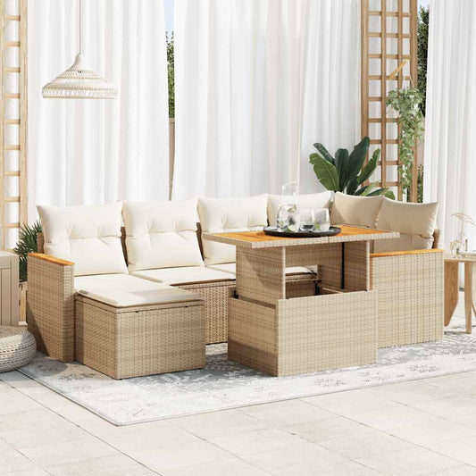 Hagesofaer Med Puter 7 Deler Beige Polyrotting Akasie