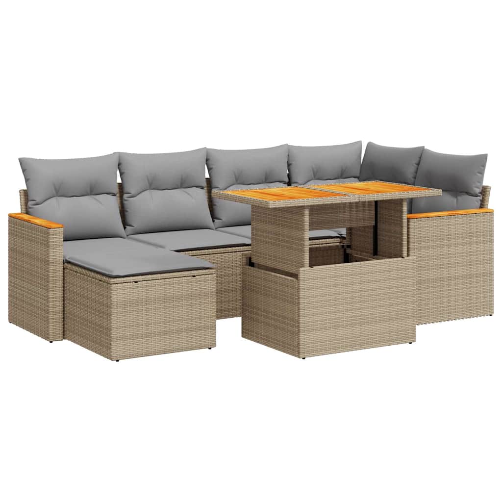 Hagesofaer Med Puter 7 Deler Beige Polyrotting Akasie