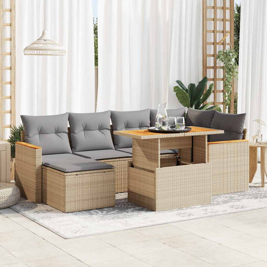 Hagesofaer Med Puter 7 Deler Beige Polyrotting Akasie