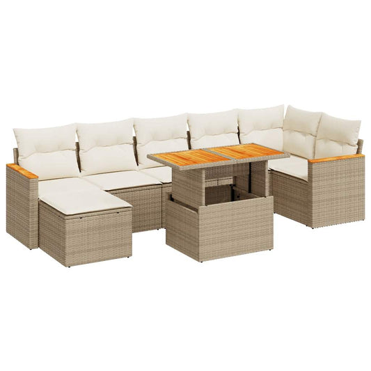 Hagesofaer Med Puter 8 Deler Beige Polyrotting Akasie
