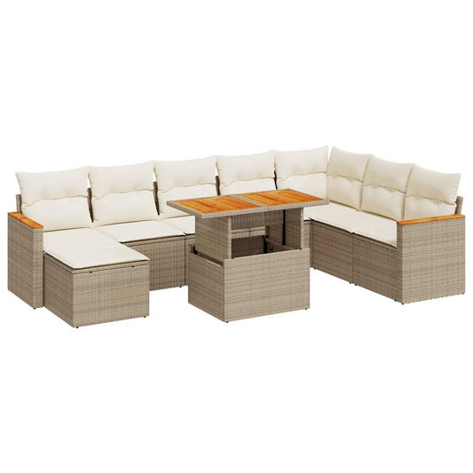 Hagesofaer Med Puter 9 Deler Beige Polyrotting Akasie