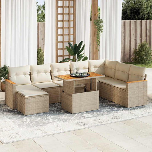 Hagesofaer Med Puter 9 Deler Beige Polyrotting Akasie