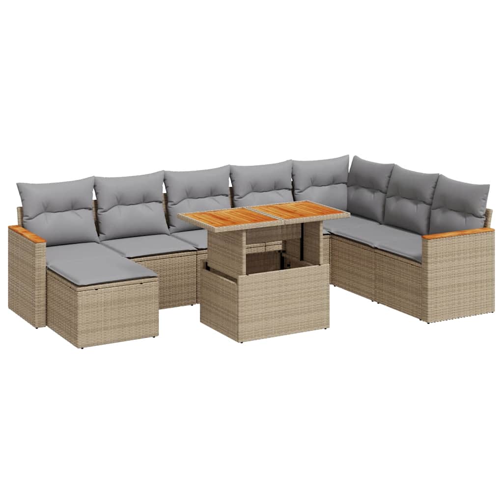 Hagesofaer Med Puter 9 Deler Beige Polyrotting Akasie
