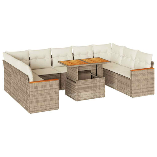 Hagesofaer Med Puter 10 Deler Beige Polyrotting Akasie
