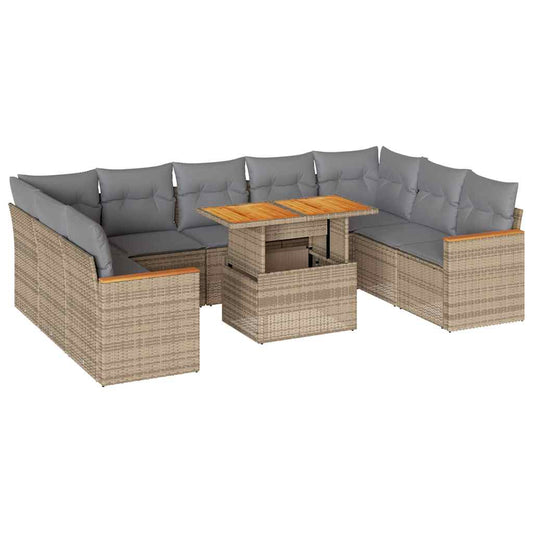 Hagesofaer Med Puter 10 Deler Beige Polyrotting Akasie