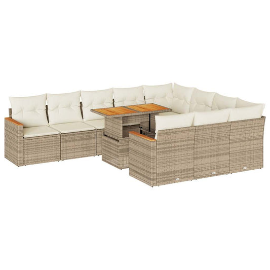 Hagesofaer Med Puter 11 Deler Beige Polyrotting Akasie