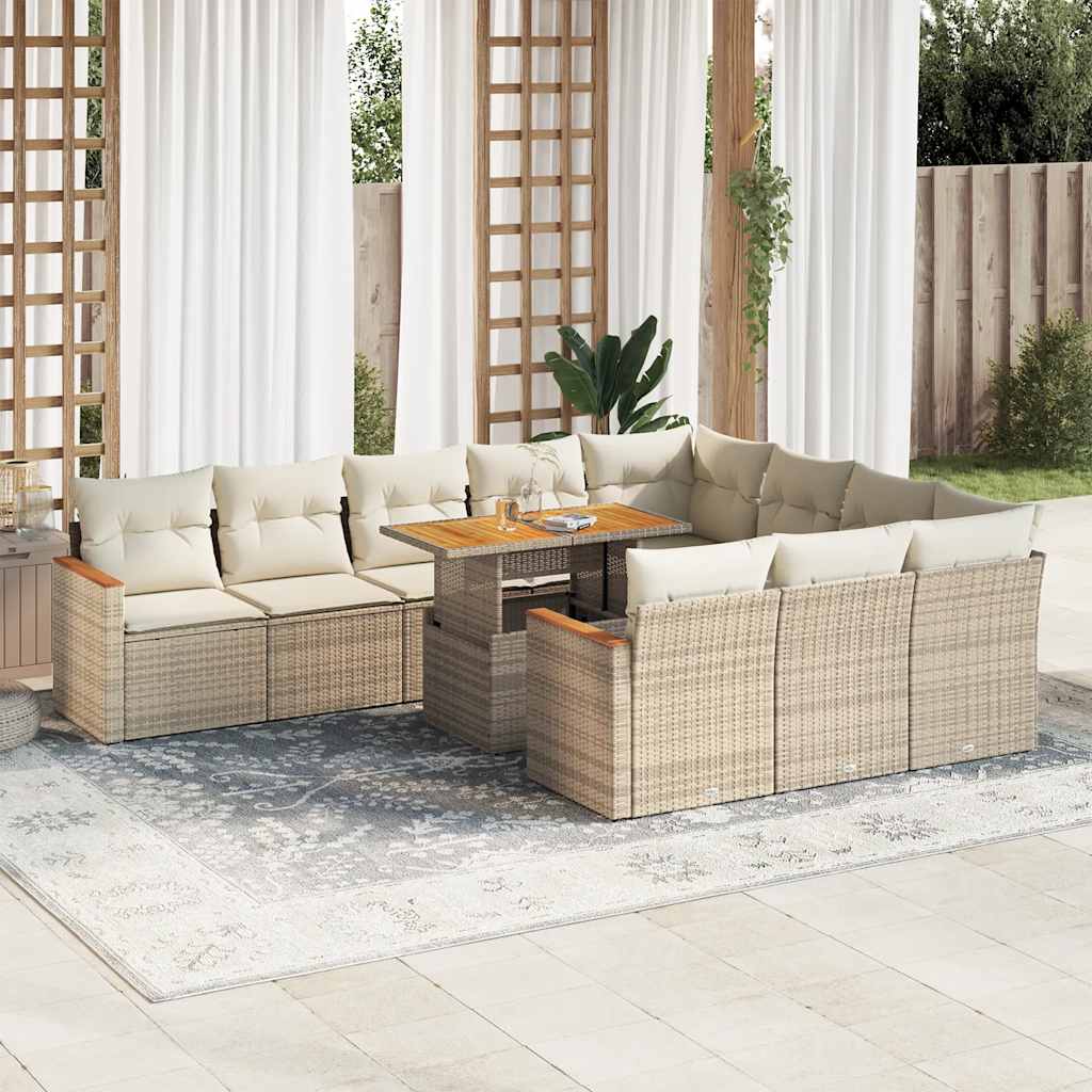 Hagesofaer Med Puter 11 Deler Beige Polyrotting Akasie