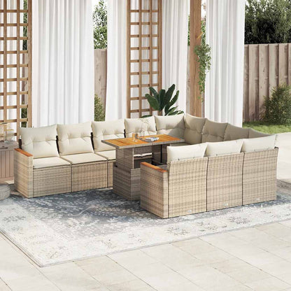 Hagesofaer Med Puter 11 Deler Beige Polyrotting Akasie