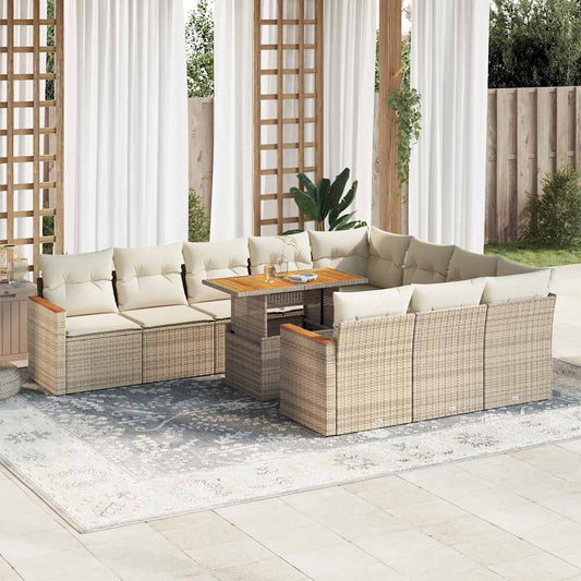 Hagesofaer Med Puter 11 Deler Beige Polyrotting Akasie